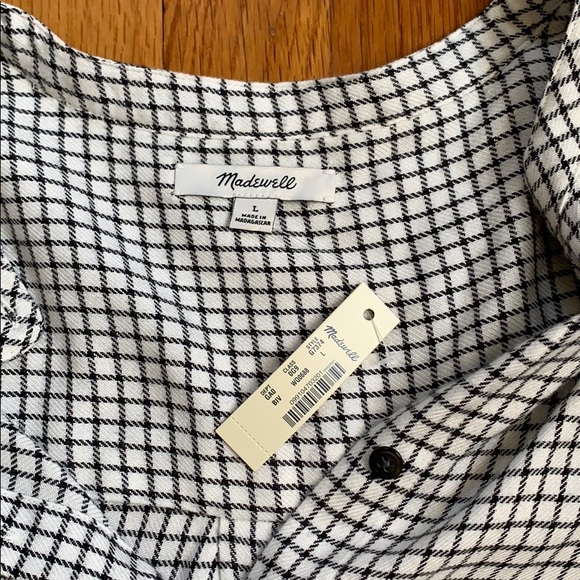 MADEWELL NWT Bell-Sleeve Button-Down {Windowpane} - Picture 4 of 4